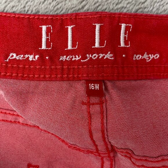 Elle Women Pants Plus Size 16W Straight Leg Flat Front Casual Preppy Red Classic - Picture 7 of 13